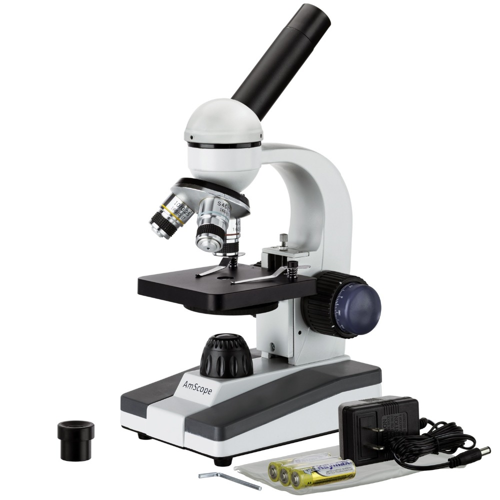 Microscope Compound 40X - Портативный светодиодный монокулярный студенческий микроскоп AmScope