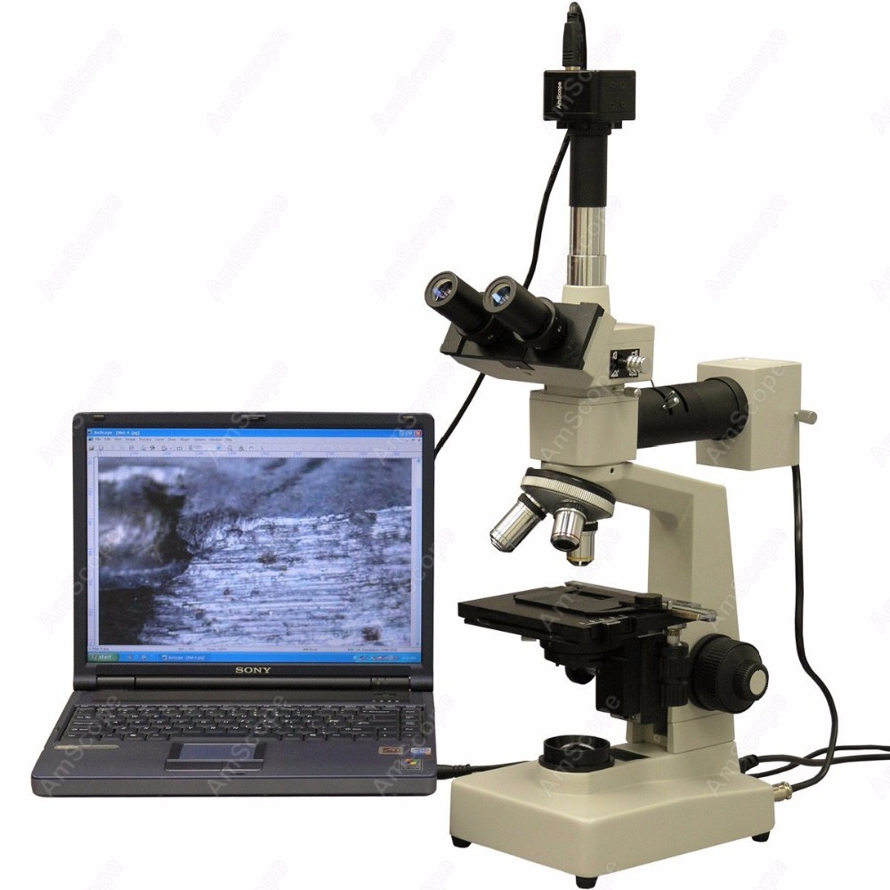 Microscope Compound 40X - Металлургический тринокулярный микроскоп AmScope 40X-1600X с