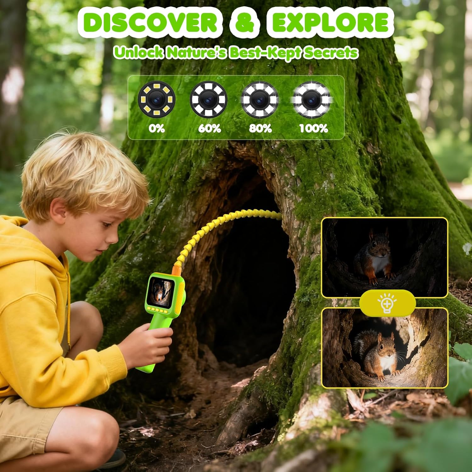 Science Toys - Эндоскоп для детей, бороскоп-камера-змейка с подсветкой,